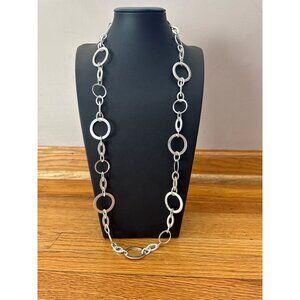 Silver-Tone Circular Link Chain Necklace